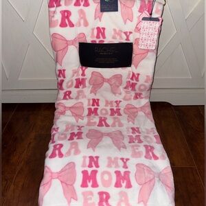 Rachel Roy In My Mom Era Pink Bow Plush Throw Blanket